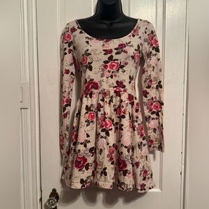 H&M Floral Mini Dress - Pink and Cream Size 4